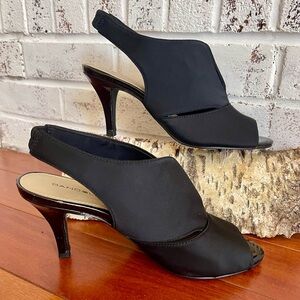Bandolino Black Peep-Toe Slingback Heels